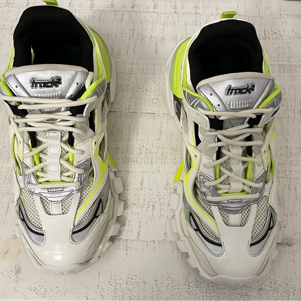 Brand: Balenciaga. Color: Neon Green/ white. Men. Size 10 US.